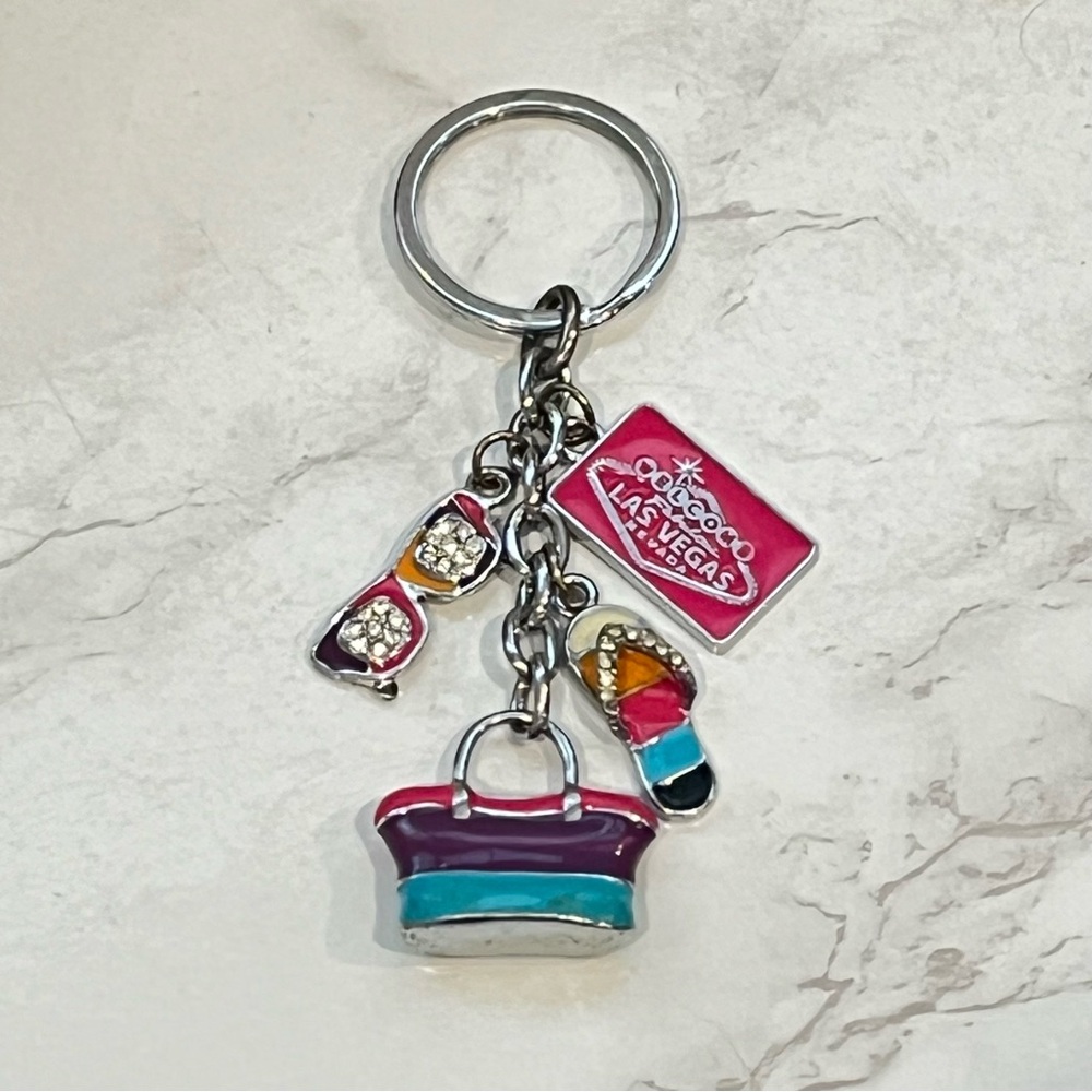 Bling-Up Charm Keyring Las Vegas Souvenir Charmed Keychain Sunglass Flip Flop